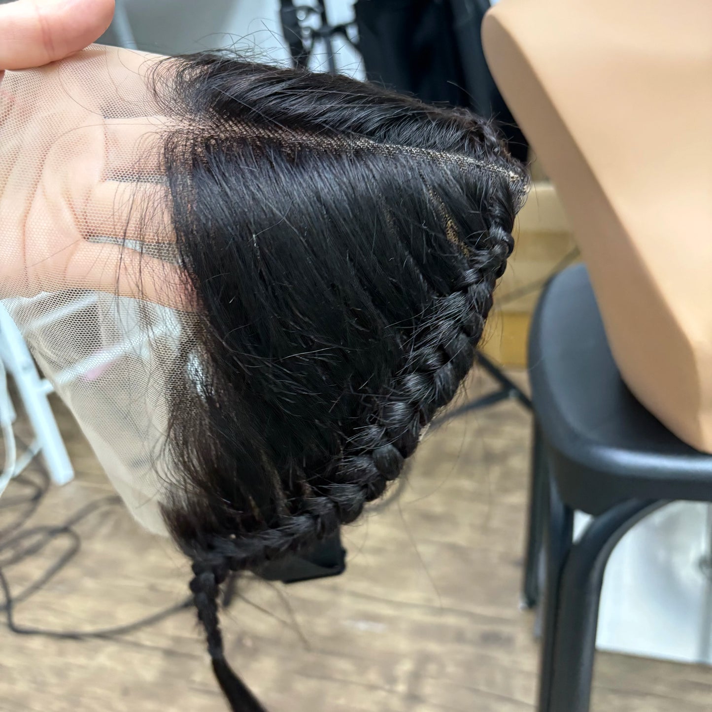 13X4 Transparent Lace Frontal with Braids 10 Inches Natural Brazilian Remy Hair Lace Frontal for Women Girls