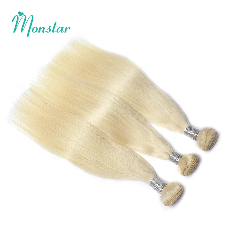 613 Blonde Colored 30 Inch Straight Human Hair Bundles Brazilian Hair Weave Bundles 100% Human Hair Bundles Remy Hair Extensions