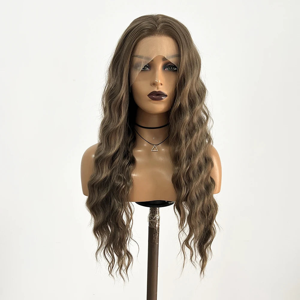 AIMEYA Synthetic Lace Front Wigs for Women Natural Hairline Synthetic Hair Lace Wig Long Brown Wig PrePlucked Cosplay Woman Wigs
