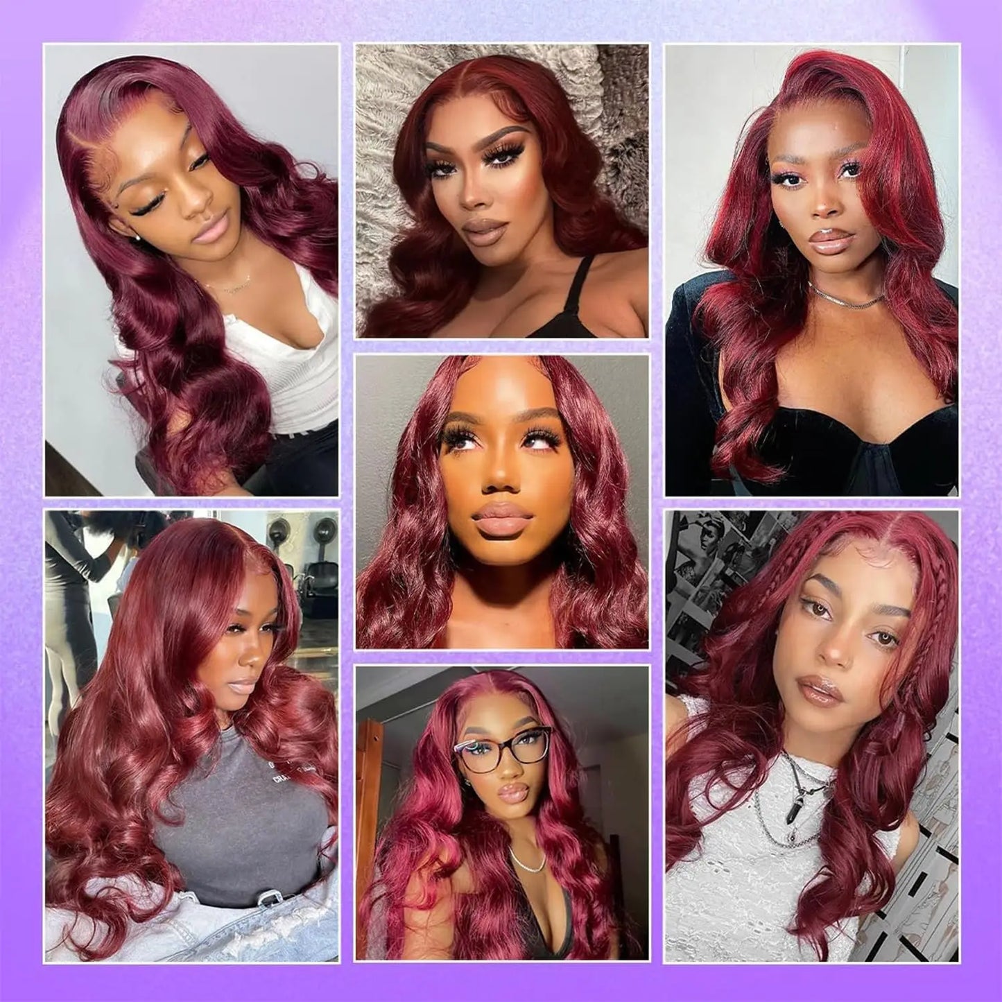 99J Burgundy Human Hair 3 Bundles with 13×4 Lace Frontal Body Wave 99J Burgundy Pre Plucked Frontal with Baby Hair For Women