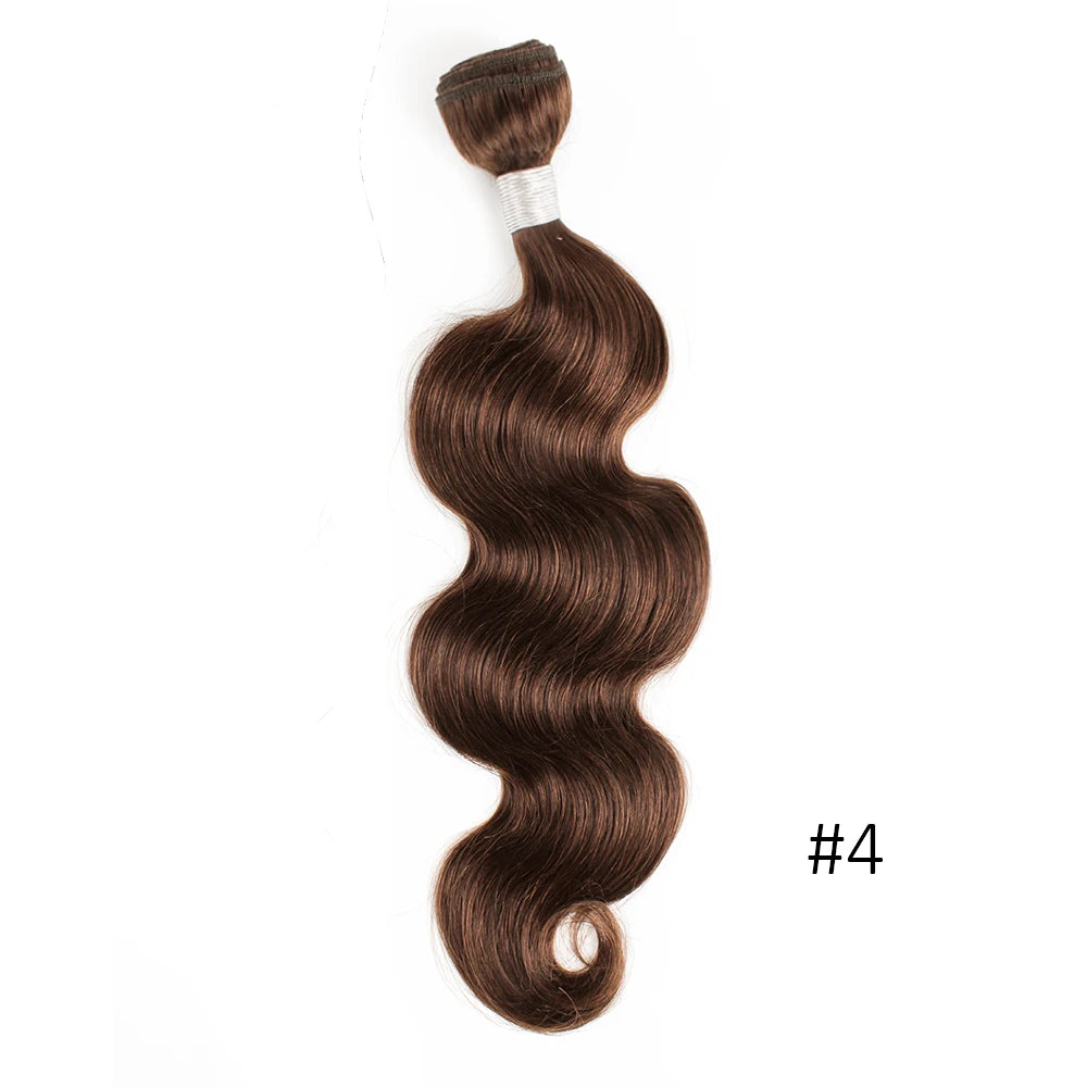 1 Bundle Black Brown Pure Colored 100% Human Hair Weave Bundles Extension 95(±5)gram Body Wave Style Remy Indian Hair Bobbi