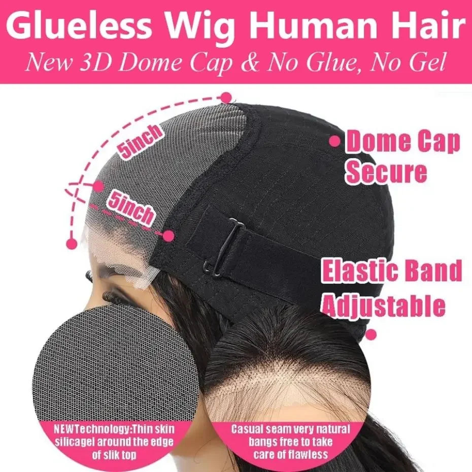 Glueless 5x5 Wig Deep Wave Human Hair Wigs Ready To Wear Pre Cut Lace Wear And Go Glueless Wigs 6x4 Lace Human Hair Wig