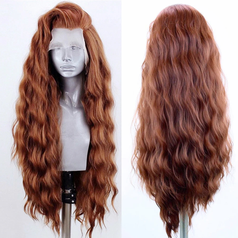 AIMEYA Synthetic Lace Front Wigs for Women Natural Hairline Synthetic Hair Lace Wig Long Brown Wig PrePlucked Cosplay Woman Wigs