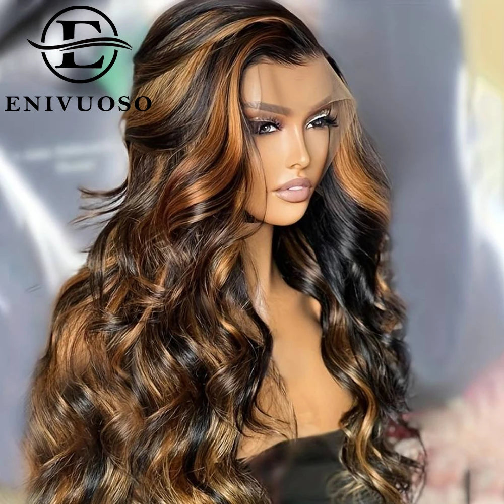 Ombre Burgundy Highlight Synthetic Lace Front Wigs Pre Plucked with Baby Hair Body Wave 13x4 HD Lace Front Wigs for Black Women