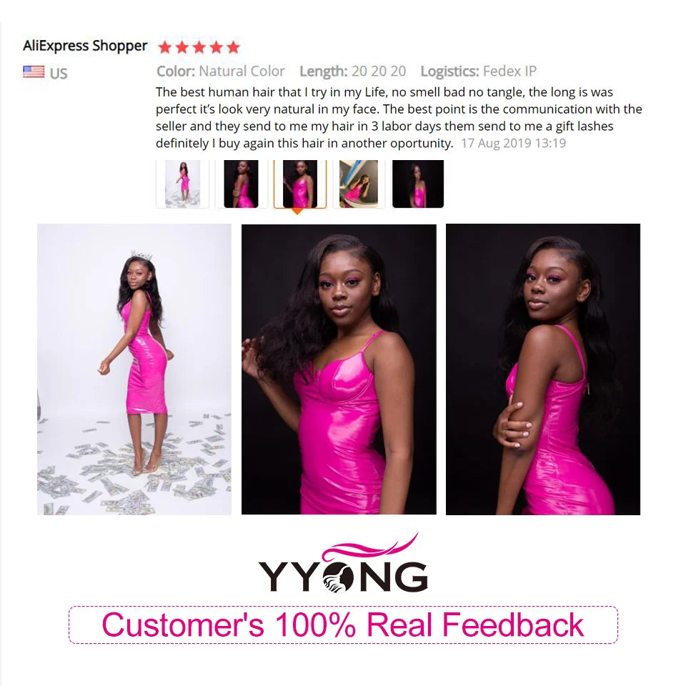 Yyong Body Wave Bundles 1/3/4 Bundles Brazilian Human Hair Weave Bundles 8-32 Inches Remy Human Hair Extensions