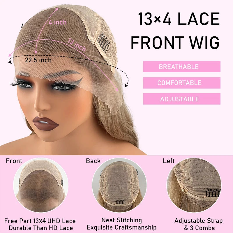 Blonde Long Straight Lace Front Wigs Highlight 613 13x6 Transparent Lace Human Hair Wigs 180% Density 13x4 Lace Frontal Wigs