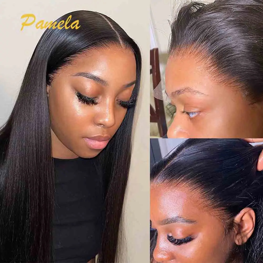 400% Density Double Drawn Glueless Wig Human Hair Ready To Go Bone Straight 13X6 HD Transparent Lace Frontal Wig Bleached Knots