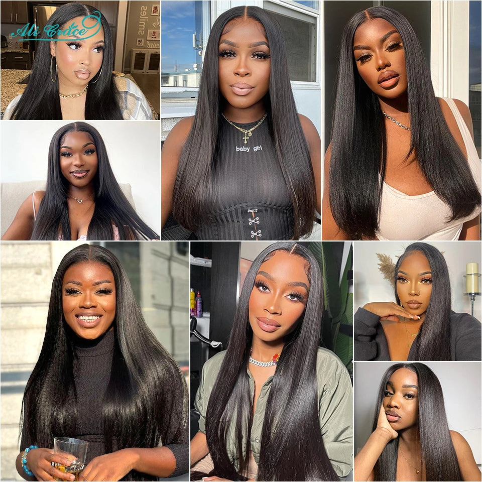 ALI GRACE Hair Straight Human Hair Bundles 1/3/4 Pcs Brazilian Straight Hair Bundles 28 30 32 Inch Remy Hair Weave Natural Color