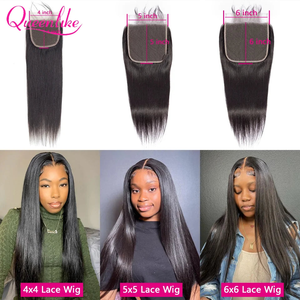 30 40inch Straight Human Hair Bundles with 5x5/6x6 Closure Brazilian Raw Bundles 100%Human Hair 13x4 Frontal Closure And Bundles