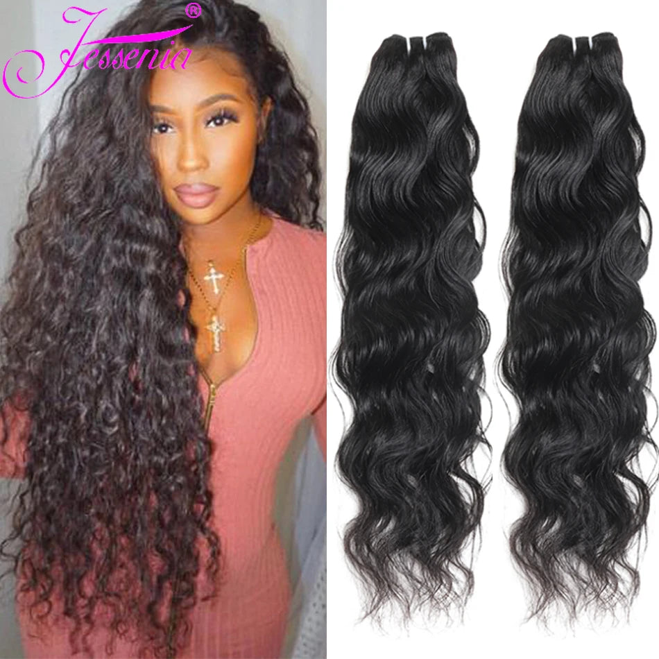 Peruvian Natural Wave Hair Weave Bundles 8-30Inch Virgin Tissage Human Hair Extensions 3Bundles Deal Unprocessed Wet and Wavy