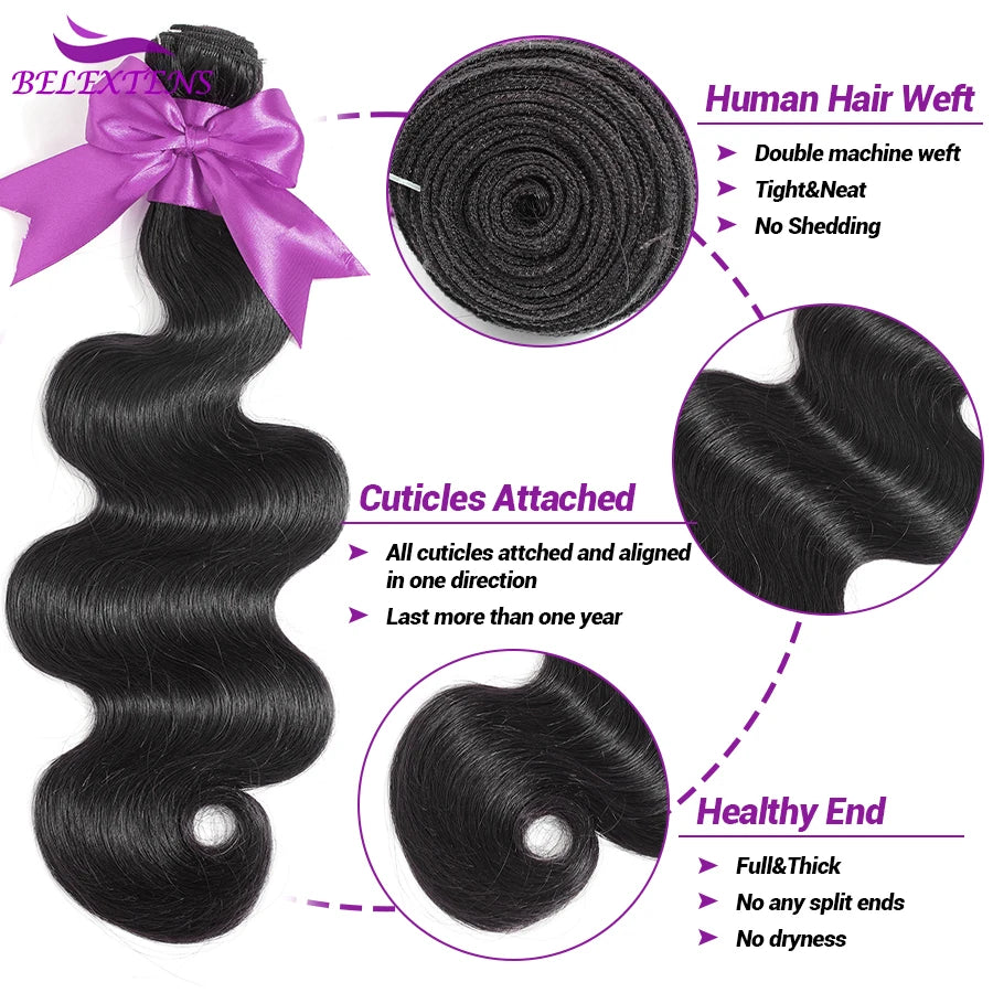 12A Body Wave Bundles Human Hair Bundles 100% Human Hair Weaves 12-32 inch Body Wave Hair Extensions Brazilian Raw Hair Bundles
