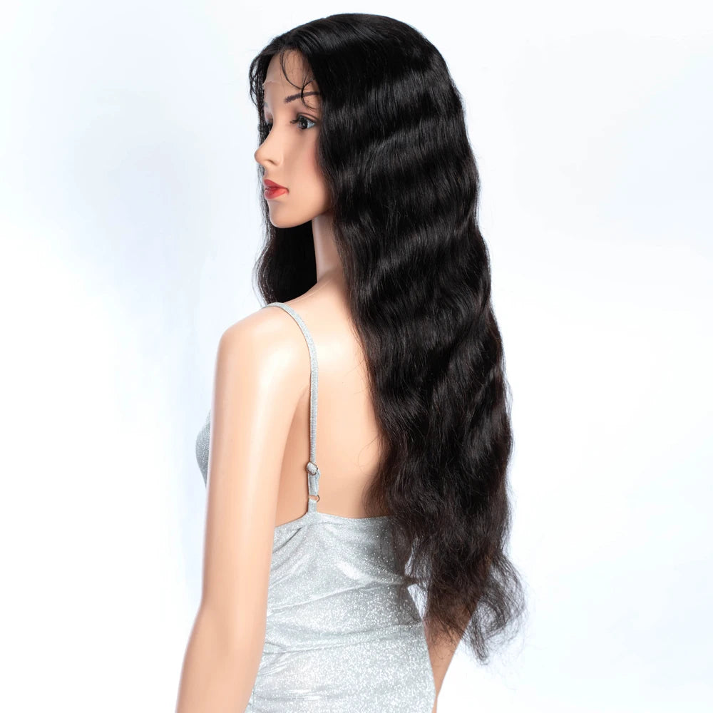 Lekker Wavy 13x1 T Part Lace Front 100% Human Hair Wigs For Women Brazilian Remy Hair Body Wave Middle Part Lace 28" Long Wigs