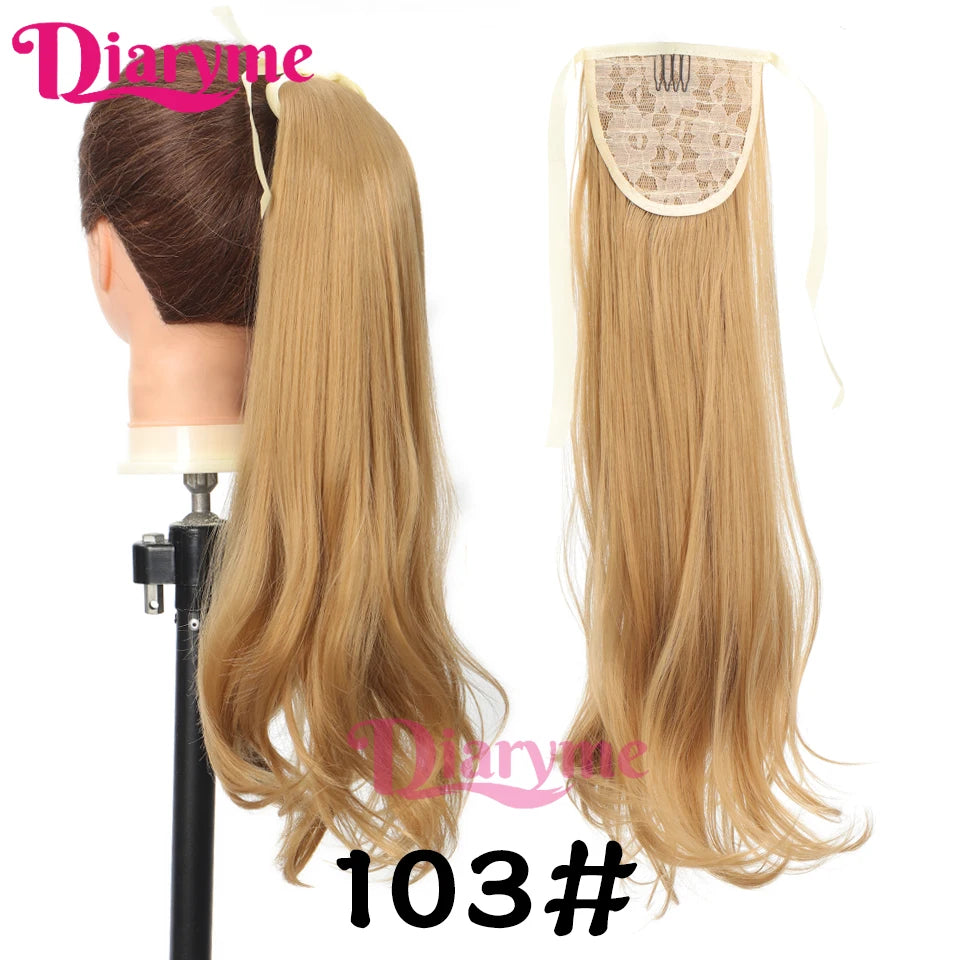 Synthetic Hairpiece Long Ponytail Hair Extensions Black Brown Wigs For Women Heat Reistan Pony Tail Fake Hair Clip In Ponytail