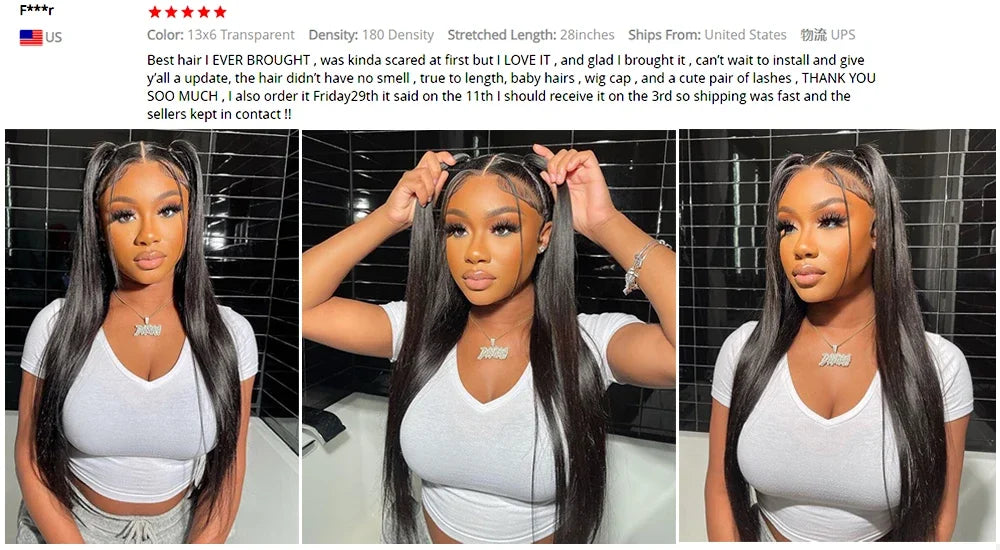 5×5 Lace Long Straight Frontal Lace Human Hair Wig 32 34 36 inch No Tangle No Shedding Brazilian Human Hair Wigs For Black Women