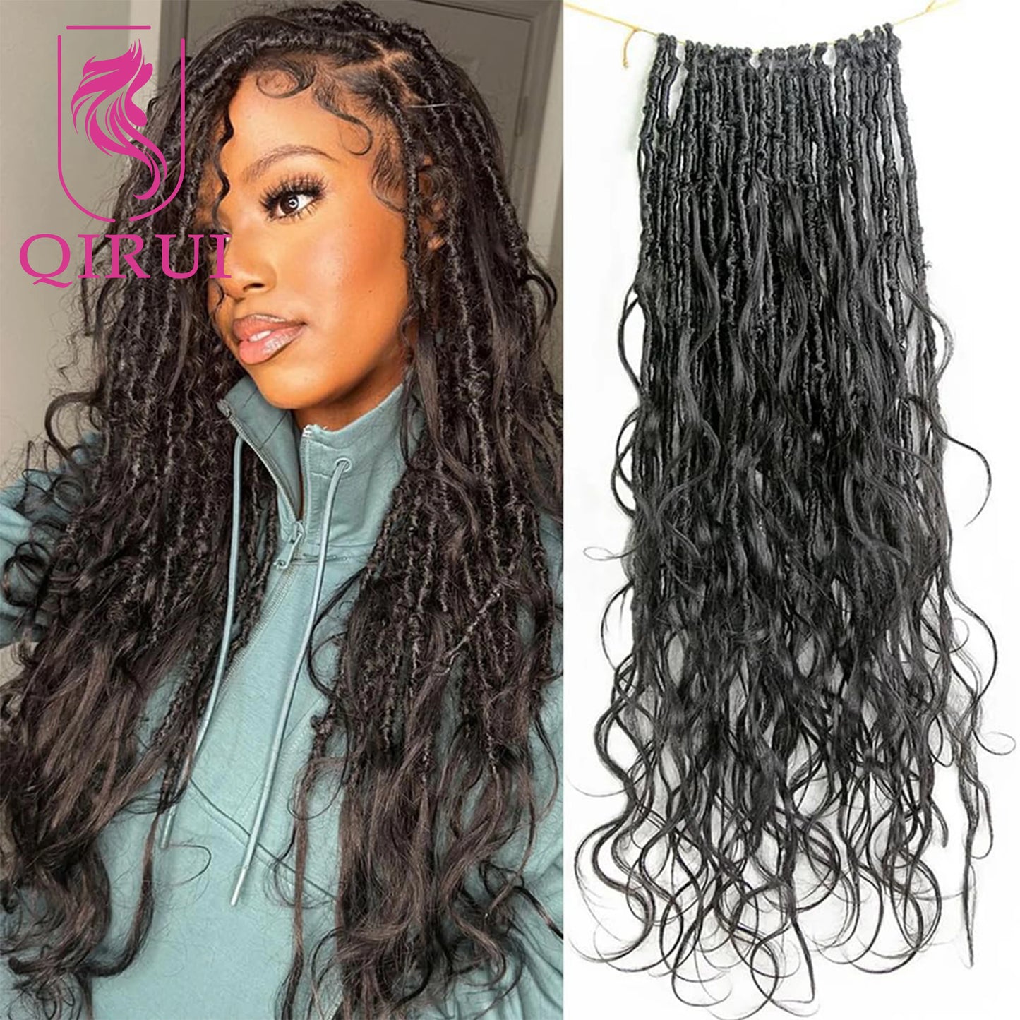 Body Wave Pre Looped Crochet Boho Locs With Human Hair Curls Knotless Braid Goddess Locs Crochet Hair With Human Hair Curly Ends