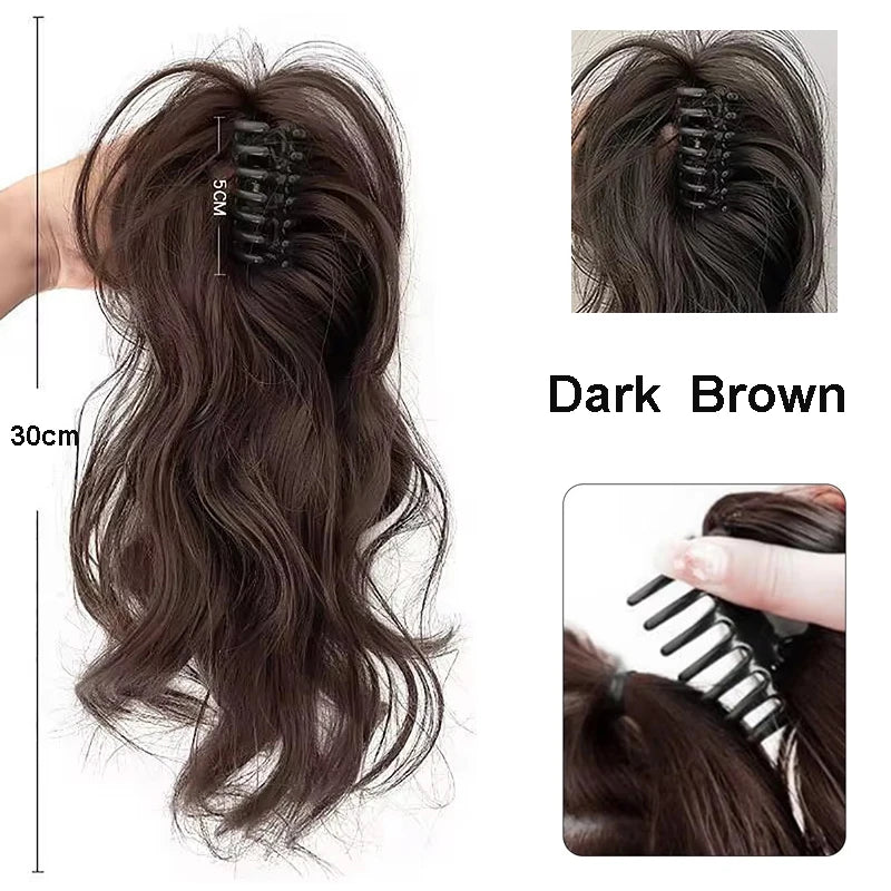 12Inch/30CM Synthetic Claw Clip In Ponytail Hair Extensions Short Curly Claw Clip Ponytail For Women Hair Extension Hairpiece