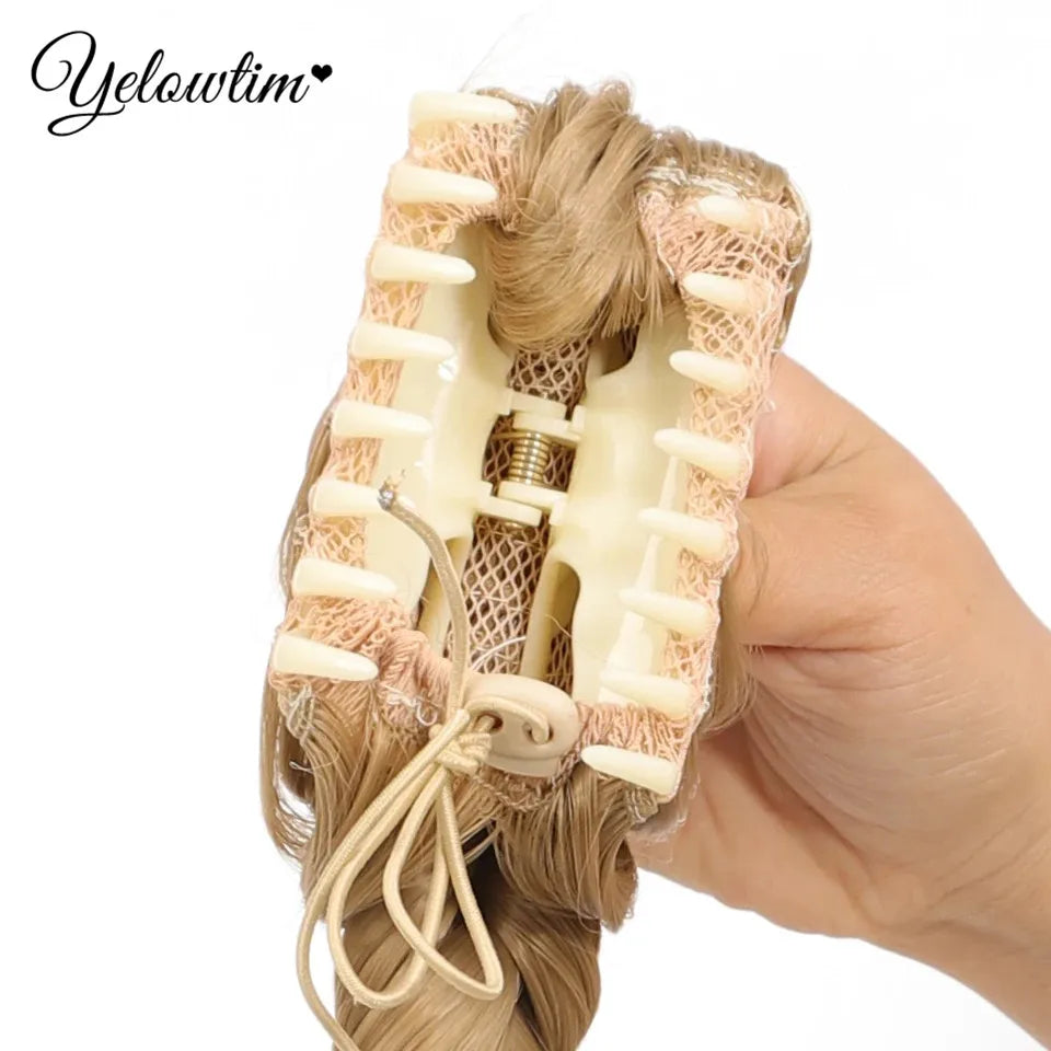Synthetic Ponytail Extension Hairpiece Straight Claw Clip Fishbone Braid Ponytail For Women Heat Resistant Pony Tail Fake Hair