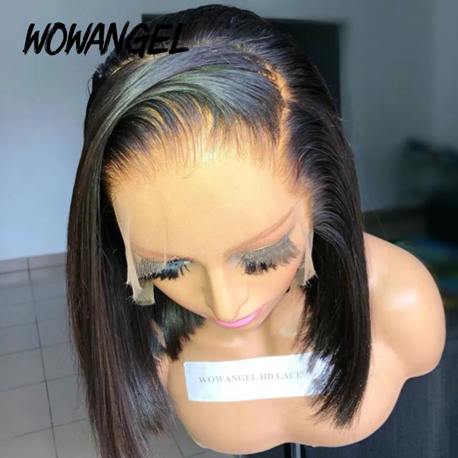 Wow Angel SKINLIKE Real HD Lace Front Wigs Short Bob Wig Blunt Cut Wig 13x4 HD Lace Frontal Human Hair Wigs Pre Plucked Glueless