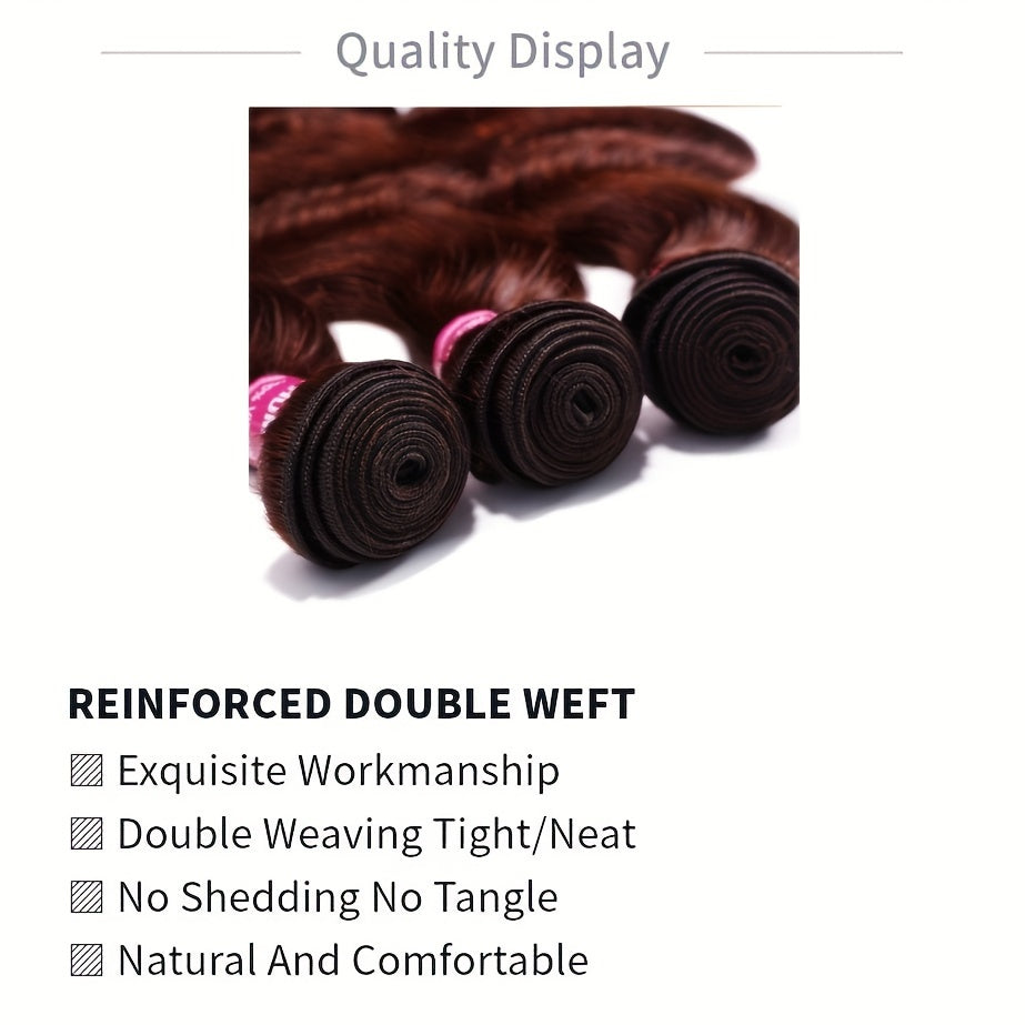 Nadula 12A Reddish Brown Body Wave Human Hair Weave 3 Bundles with 4x4 lace closure, Brazilian Remy Hair Ombre Balayage Human Hair Extension FB30 Highlight Color