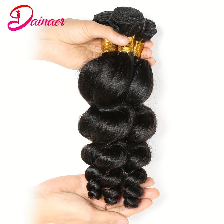 2 Pcs Human Hair Loose Wave Bundles Brazilian 100% Unprocessed Virgin Hair Weave Bundles For Women Loose Wave Human Hair Bundles Natural Color
