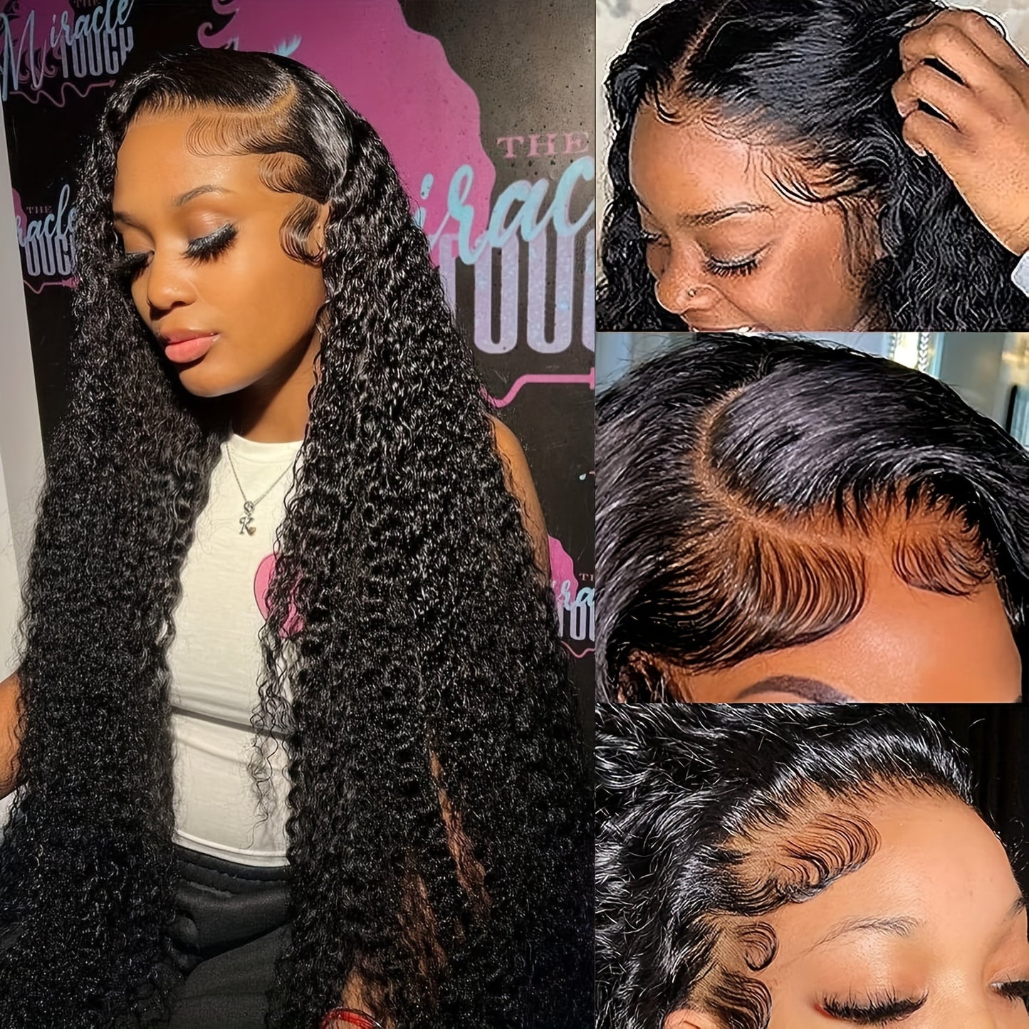 200% Density 13x6 Deep Wave Lace Front Wigs Human Hair 13x6 HD Lace Deep Curly Glueless Frontal Wigs Human Hair Pre Plucked For Women