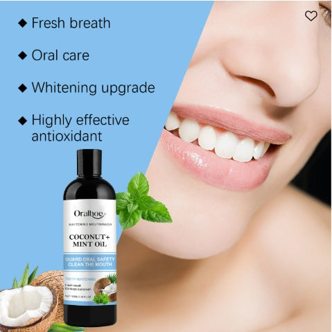 Oralhoe Coconut Mint Oil, Coconut Mint Mouthwash Breath Care Gum Stain Removal Mouthwash