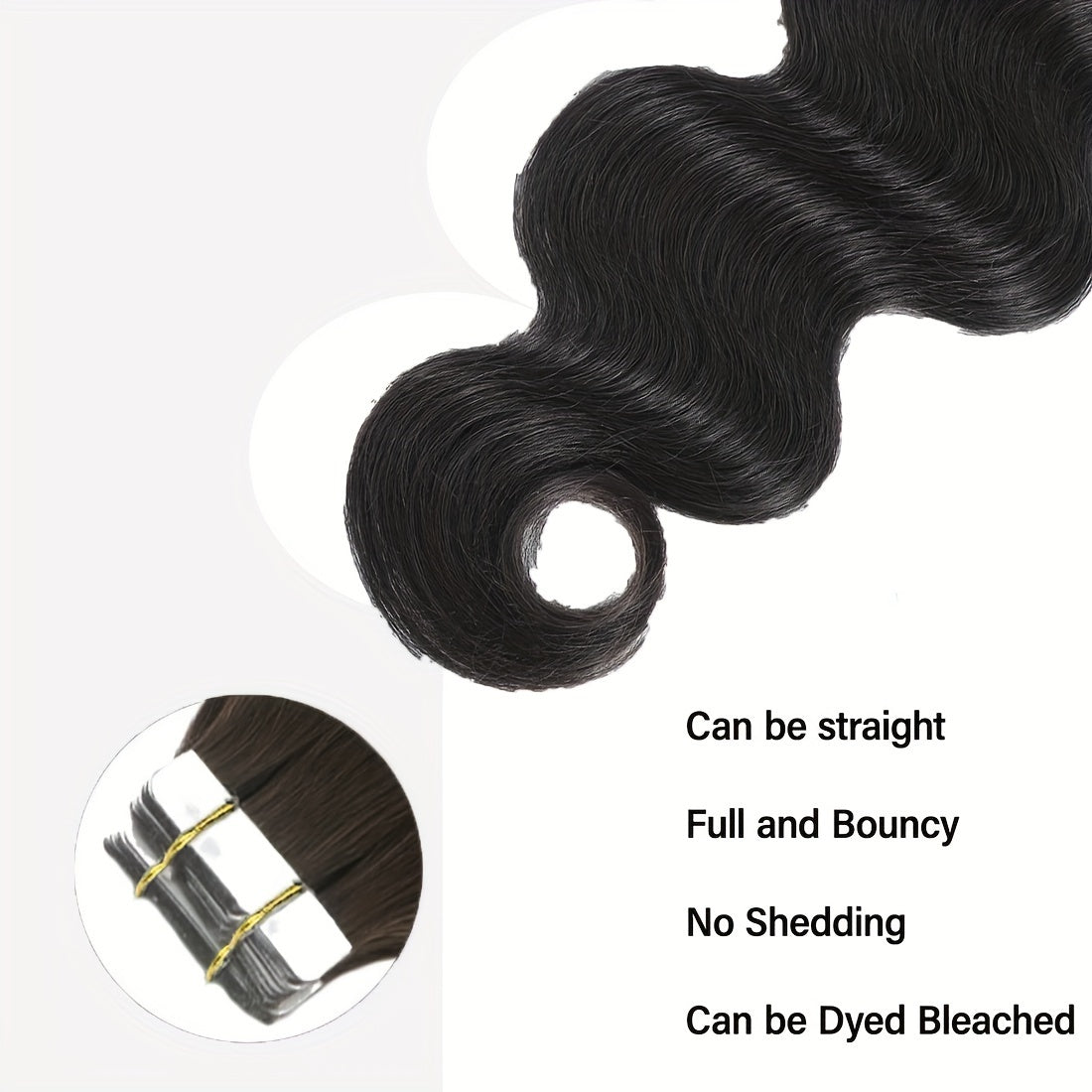Body Wave Tape In Hair Extensions 16 Inch For Women Semi-Transparent Tape Ins Human Hair Extensions Invisible Brazilian Hair Tape In Wavy Extensions Real Hair 20 PCS 1.76 Oz