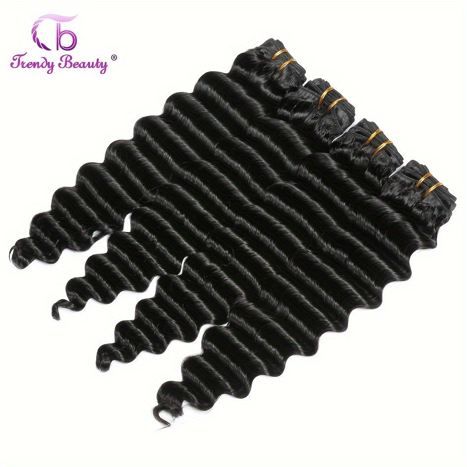 Peruvian Deep Wave Hair With 5x5 Lace Closure Unprocessed Human Hair Bundles With Lace Closure Free Part Transparent Lace 100% Virgin Human Hair Wet and Wavy Weave Hair