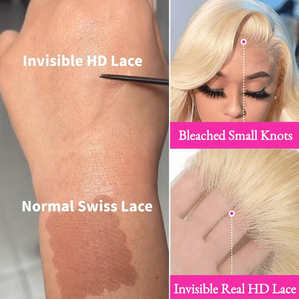 250 Desnity 613 Body Wave Lace Front Wig Human Hair 613 Lace Front Wig Human Hair 13x4 Transparent Lace 613 HD Lace Frontal Wig Invisible HD Transparent 613 Blonde Lace Front Colored Wigs Human Hair