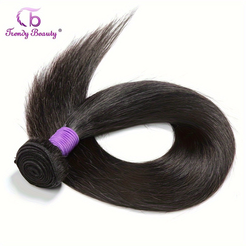 Brazilian Straight Human Hair Bundles 100% Virgin Human Hair Can Be Dyed Can Be Bleached Double Weft Unprocessed Straight Extensions Natural Black Color For Women