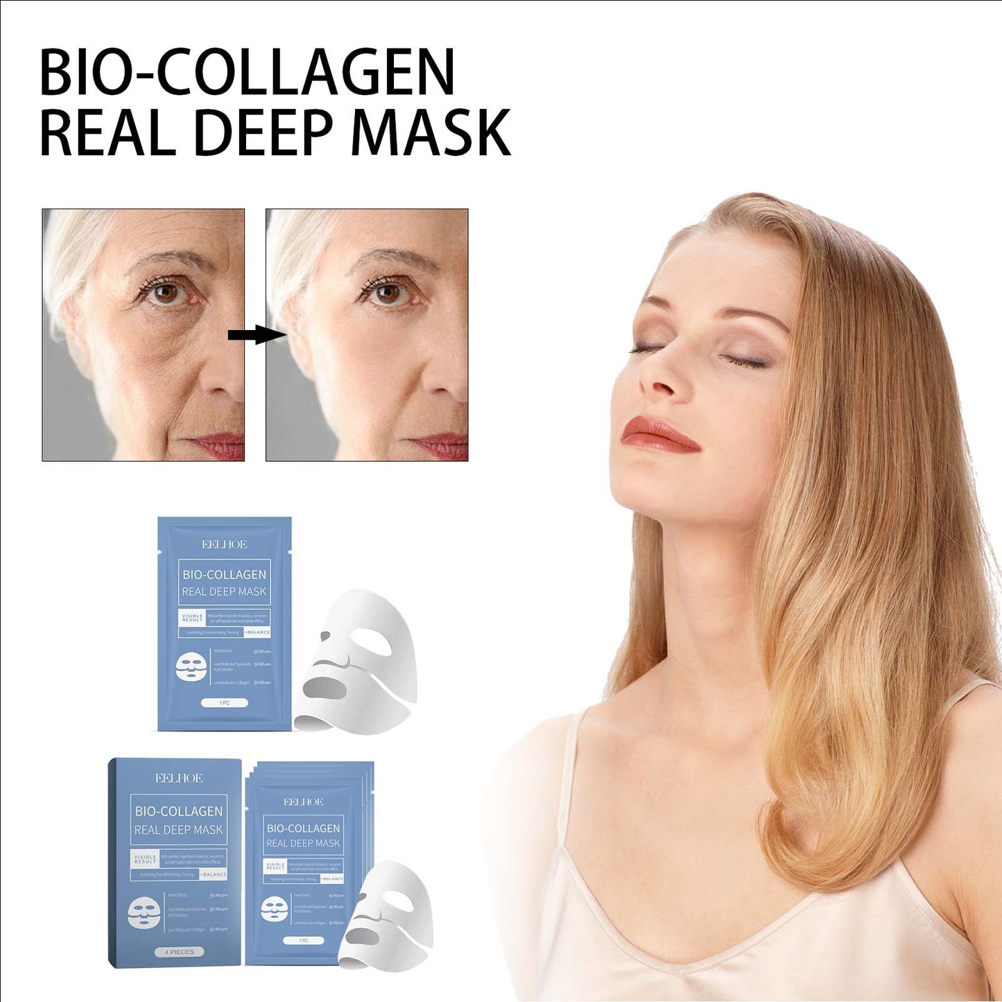 EELHOE Collagen Mask Hydrating And Moisturizing Facial Skin With A Hydrating And Translucent Collagen Mask