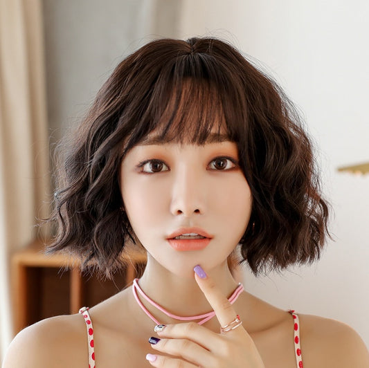 Wig female short curly hair corn hot bobo wave head natural realistic chemical fiber wig headgear