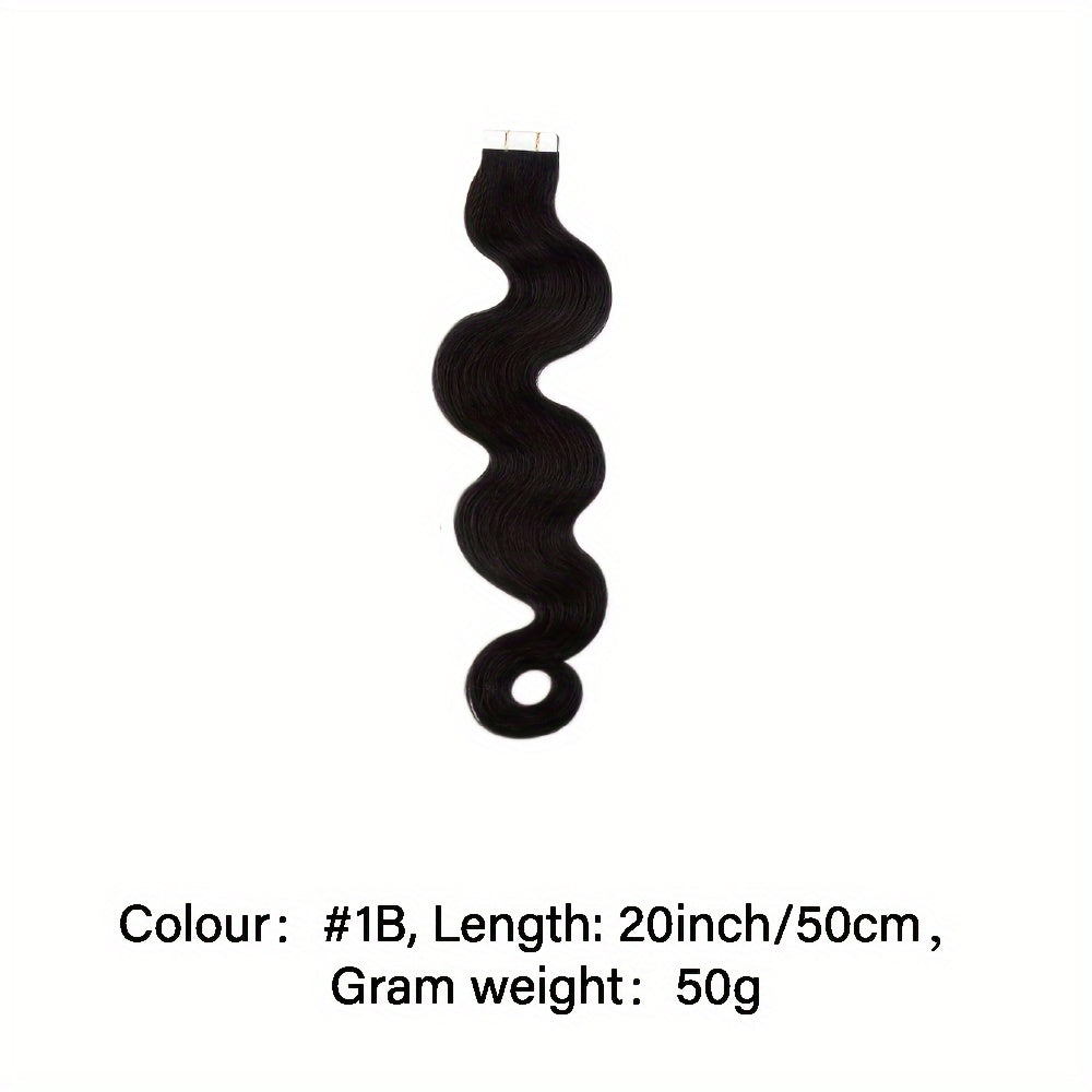Body Wave Tape In Hair Extensions 16 Inch For Women Semi-Transparent Tape Ins Human Hair Extensions Invisible Brazilian Hair Tape In Wavy Extensions Real Hair 20 PCS 1.76 Oz