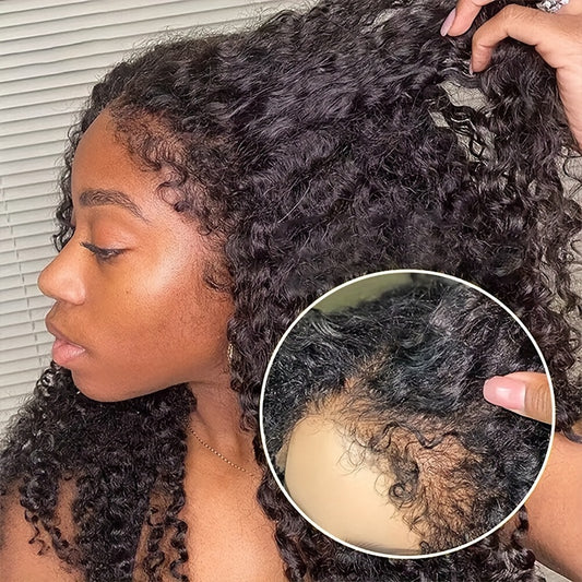 Curly Hairline Pre Plucked Natural Kinky Curly Edged Wigs Human Hair Curly Lace Front Wig For Woman Brazilian Remy Hair 13x4 Transparent Lace Front Wig