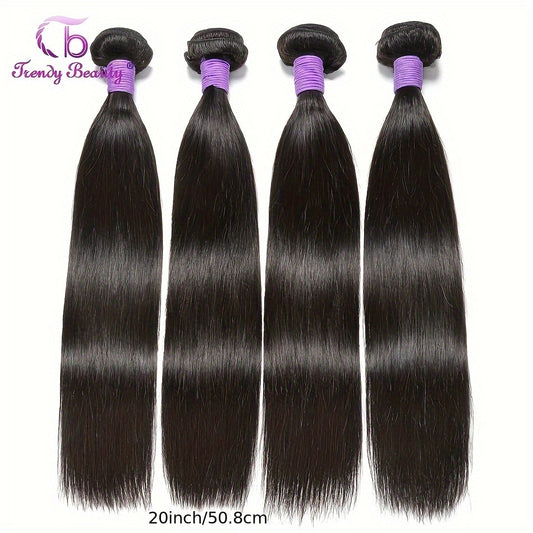 Brazilian Straight Human Hair Bundles 100% Virgin Human Hair Can Be Dyed Can Be Bleached Double Weft Unprocessed Straight Extensions Natural Black Color For Women
