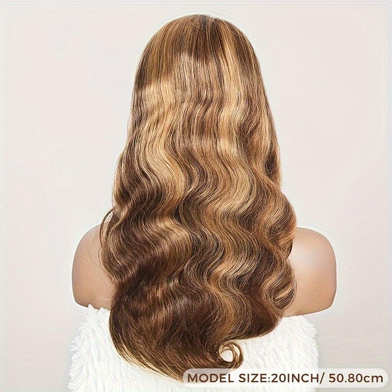 180 Density Highlight Ombre Lace Front Wig Human Hair Pre Plucked 4/27 Brown Honey Blonde Body Wave Lace Frontal Glueless Colored Wigs Human Hair 360 Hd Transparent Lace Front Wig 22 inch