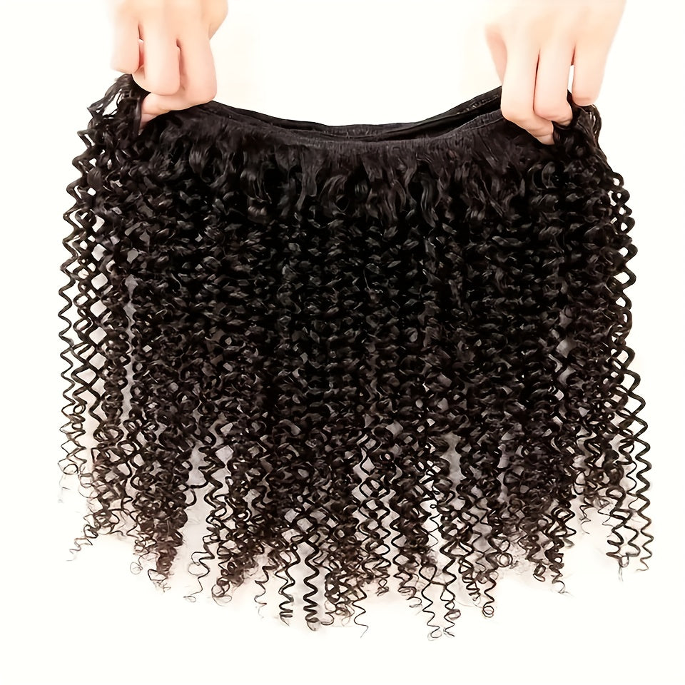 10A Curly Human Hair 3 Bundles Kinky Curly 100% Unprocessed Brazilian Curly Hair Bundles Soft Remy Hair Real Natural Color Human Hair Extensions for Women