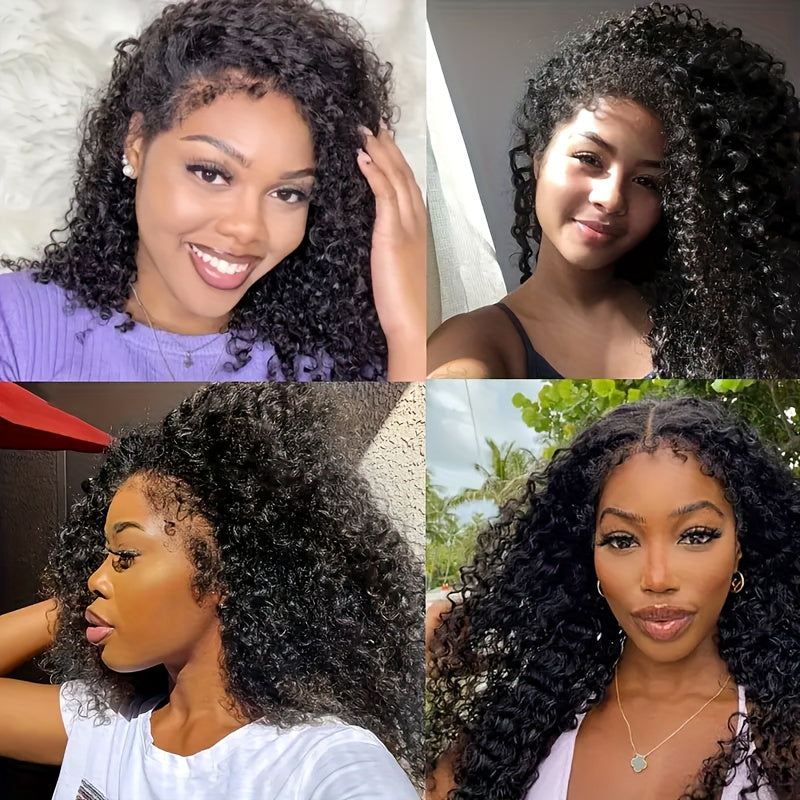Curly Hairline Pre Plucked Natural Kinky Curly Edged Wigs Human Hair Curly Lace Front Wig For Woman Brazilian Remy Hair 13x4 Transparent Lace Front Wig