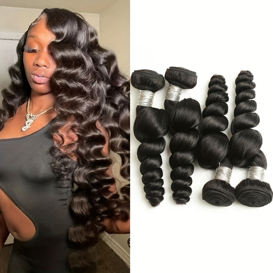 Brazilian 4 Bundles Virgin Human Hair Loose Wave 4 Bundles Unprocessed 100% Human Hair Bundles Loose Curly Weave Natural Color Hair Extensions