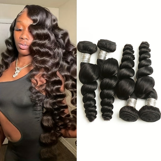 Brazilian 4 Bundles Virgin Human Hair Loose Wave 4 Bundles Unprocessed 100% Human Hair Bundles Loose Curly Weave Natural Color Hair Extensions