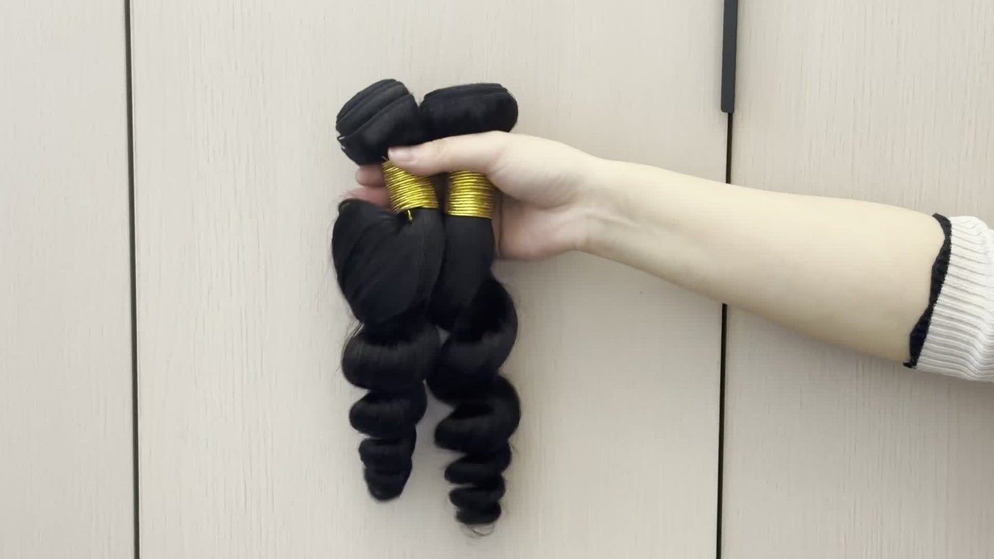 2 Pcs Human Hair Loose Wave Bundles Brazilian 100% Unprocessed Virgin Hair Weave Bundles For Women Loose Wave Human Hair Bundles Natural Color