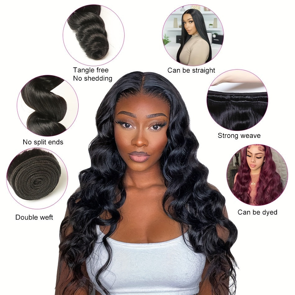Brazilian 4 Bundles Virgin Human Hair Loose Wave 4 Bundles Unprocessed 100% Human Hair Bundles Loose Curly Weave Natural Color Hair Extensions