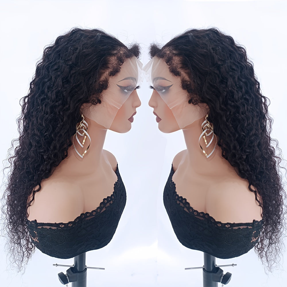 Curly Hairline Pre Plucked Natural Kinky Curly Edged Wigs Human Hair Curly Lace Front Wig For Woman Brazilian Remy Hair 13x4 Transparent Lace Front Wig