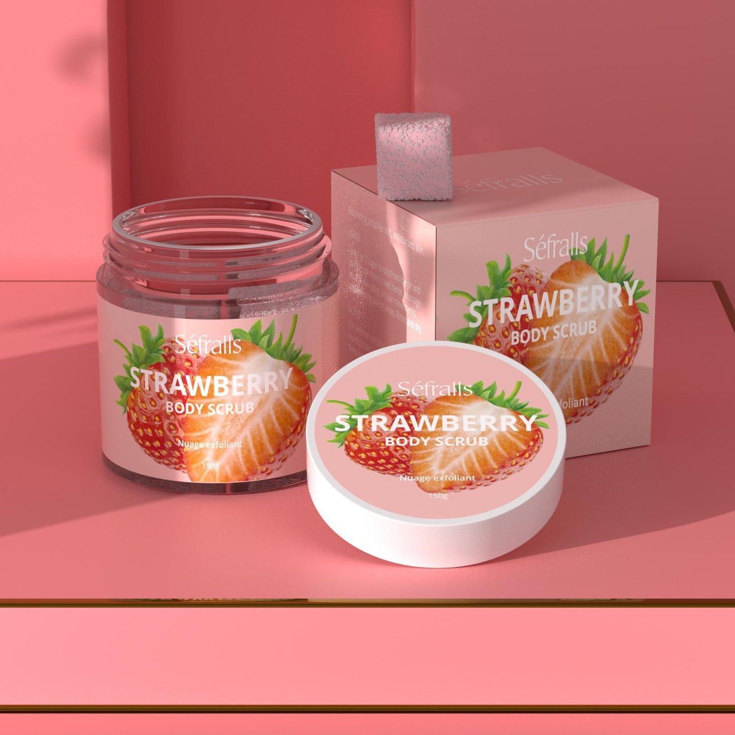 Safera Strawberry Body Scrub Exfoliates, Moisturizes, Nourishes And Cleanses The Skin