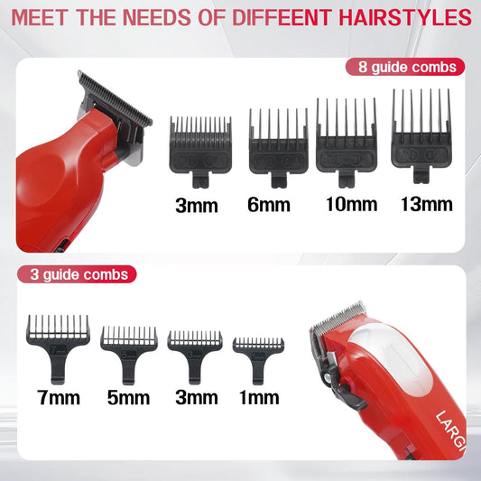 LARGNER 4-Piece Set For Men - Red Hair Clipper, Trimmer, Reciprocating Electric Shaver, And Beard Trimmer With USB Rechargeable Power