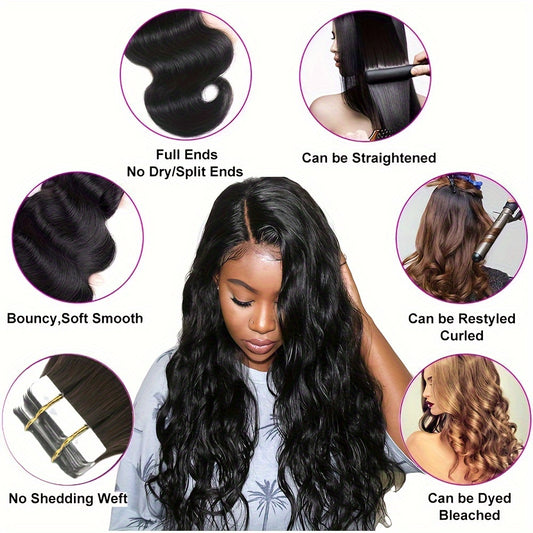 Body Wave Tape In Hair Extensions 16 Inch For Women Semi-Transparent Tape Ins Human Hair Extensions Invisible Brazilian Hair Tape In Wavy Extensions Real Hair 20 PCS 1.76 Oz