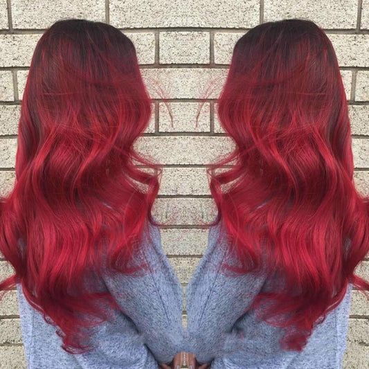 Black Gradient Wine Red Fluffy Big Wave Chemical Fiber Full Headgear