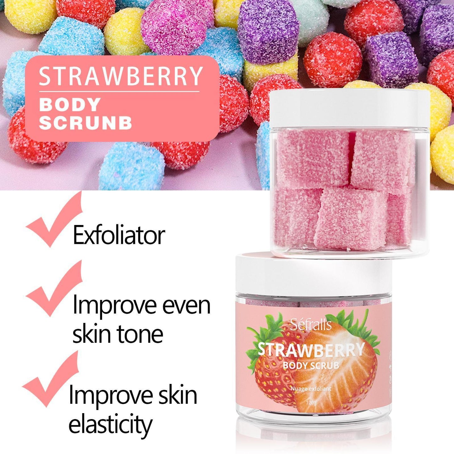 Safera Strawberry Body Scrub Exfoliates, Moisturizes, Nourishes And Cleanses The Skin