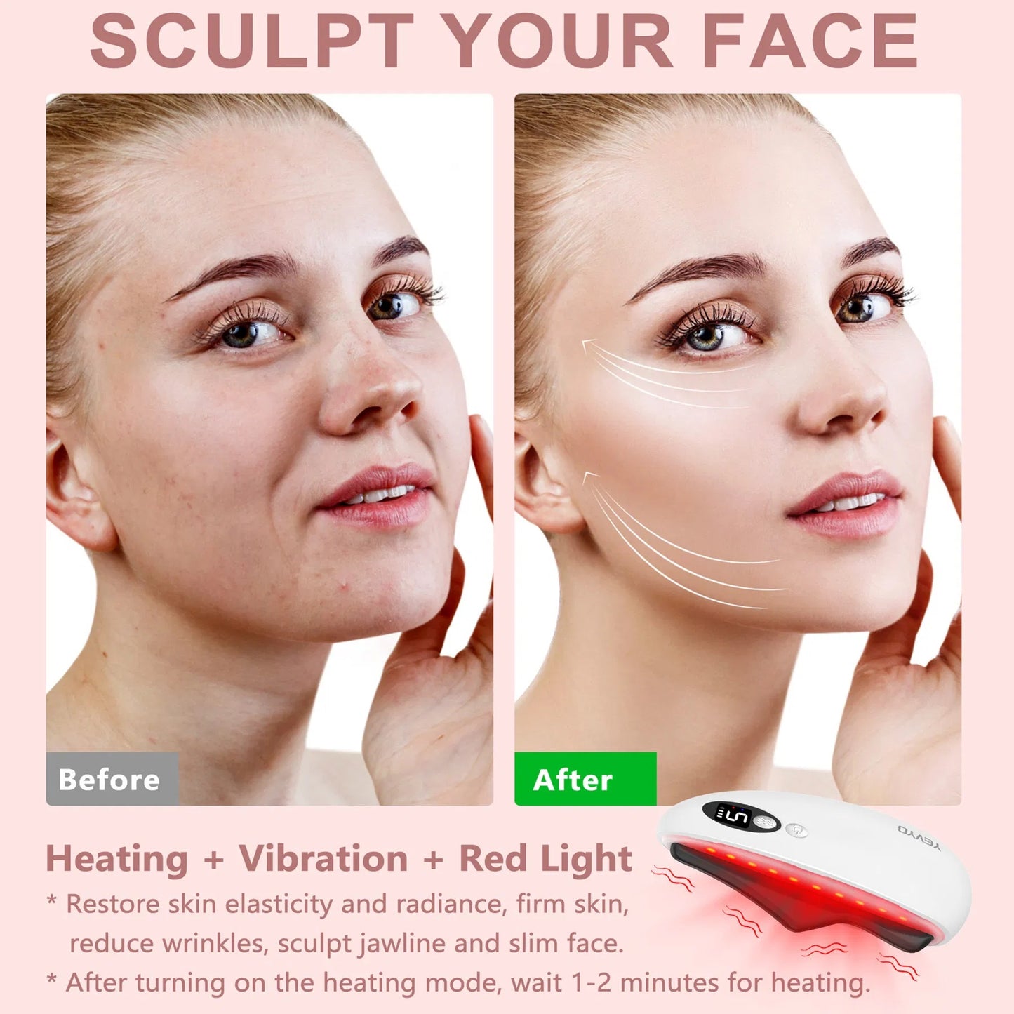 Gua Sha Facial Tool, Electric Black Obsidian Guasha Tool For Face, Chin, Neck, Body, Heated Vibrating Massage Gua Sha Stone For Face Sculpting, Wrinkle Removal, Anti-Aging