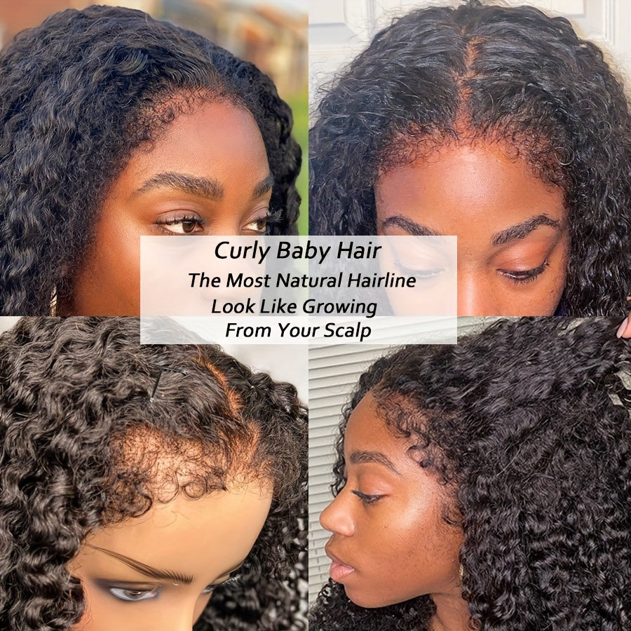 Curly Hairline Pre Plucked Natural Kinky Curly Edged Wigs Human Hair Curly Lace Front Wig For Woman Brazilian Remy Hair 13x4 Transparent Lace Front Wig